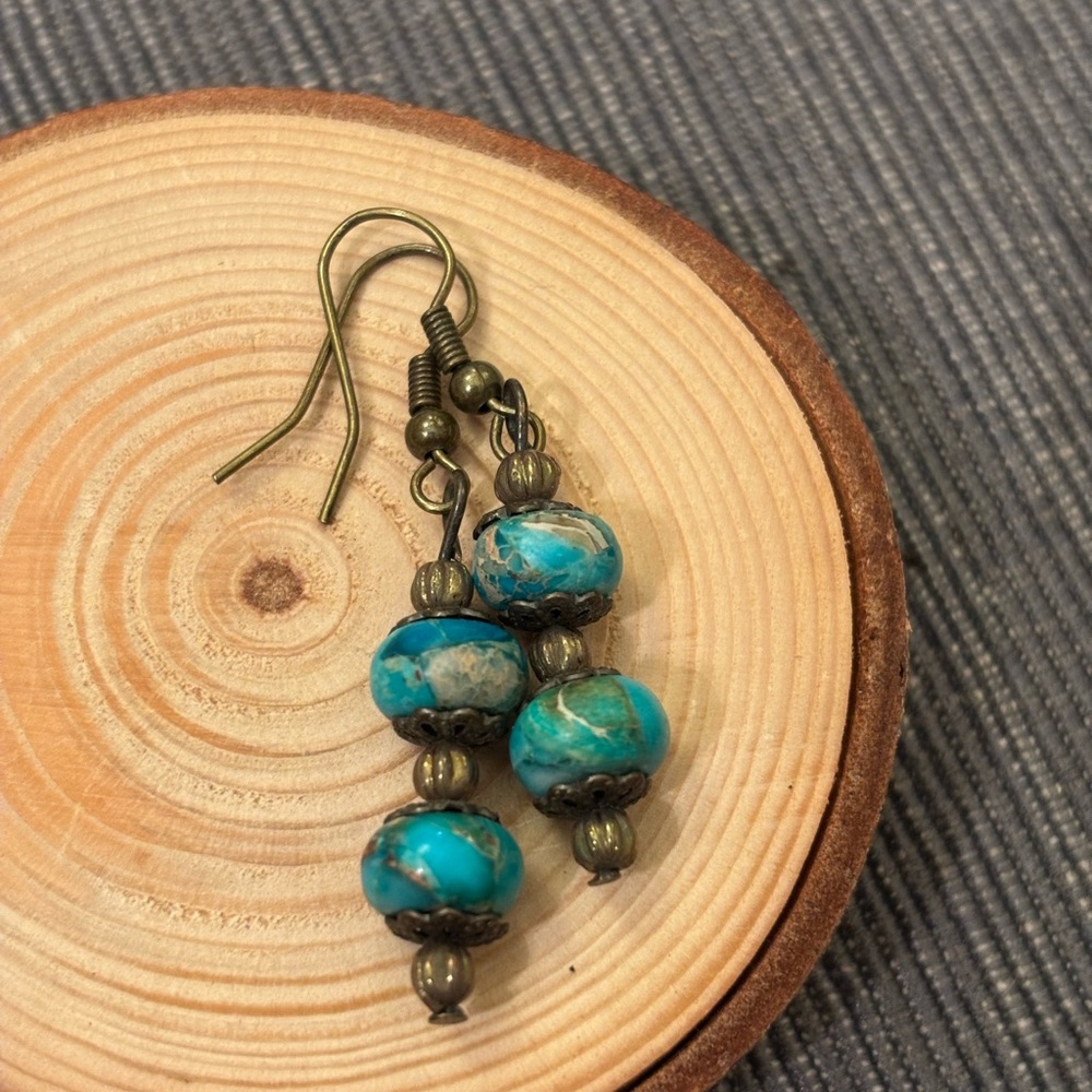 Turquoise Beaded Dangle Earrings